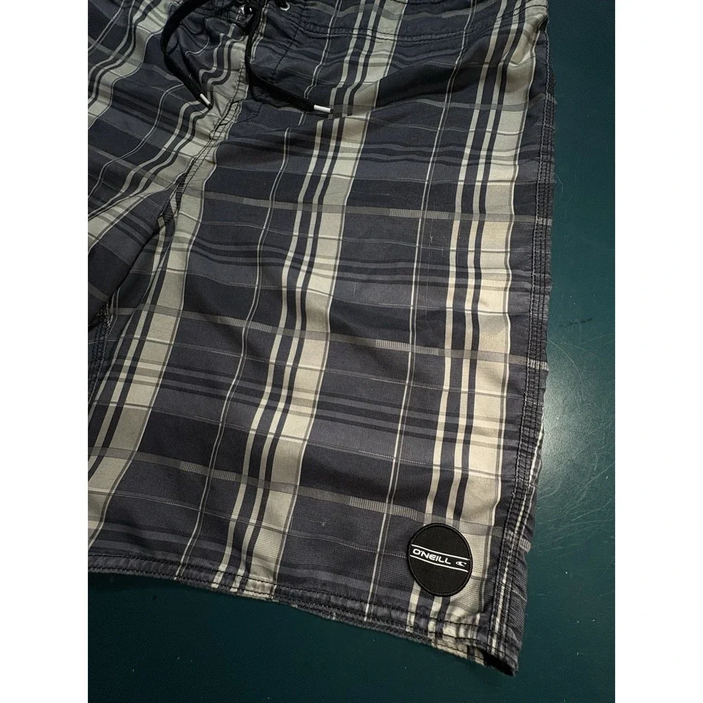 Y2K O'Neill Santa Cruz Plaid Board Shorts Swim Trunks Men's Size 40 Suit Beach‎